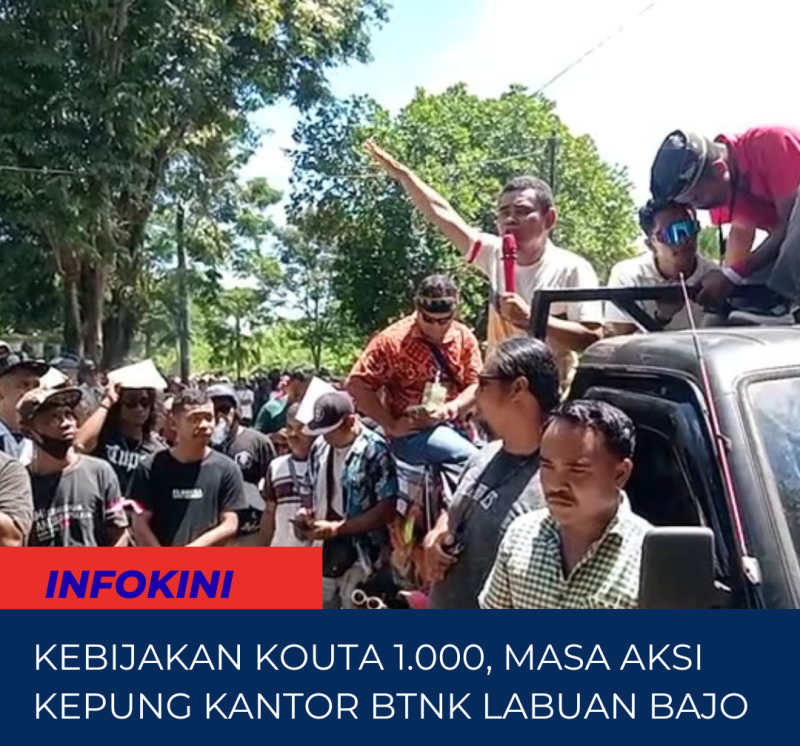 Sergio Try Dedi saat Orator Demo di Kantor BTNK Labuan Bajo.