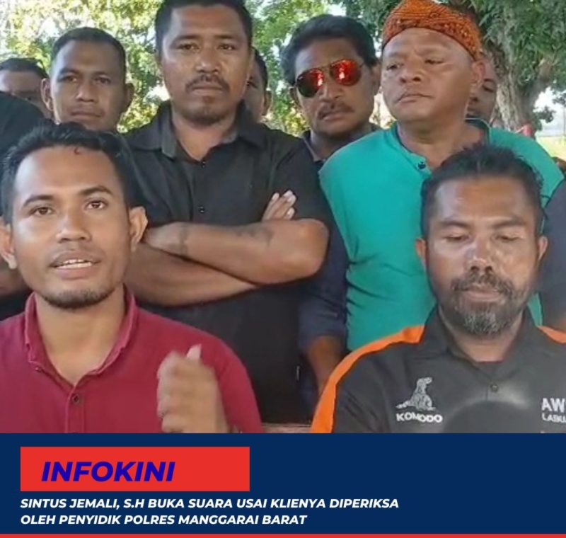 Kuasa Hukum dari AWSTAR, Sintus Jemali temui sejumlah awak media usai Klienya di Periksa oleh Penyidik Polres Manggarai Barat.