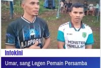 Umar, didampingi sang Coach Granat FC, Zaidul Muksim saat ditemui media usai pertandingan di lapangan Noa, desa Golo Ndoal.
