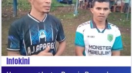 Umar, didampingi sang Coach Granat FC, Zaidul Muksim saat ditemui media usai pertandingan di lapangan Noa, desa Golo Ndoal.