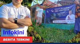 Aksi Peduli sesama, Mario Pranda, berikan samping kurban di Masjid Nurul Falag kampung Dalong.