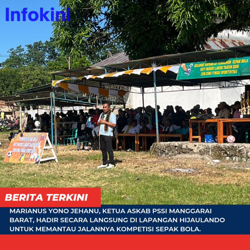 Marianus Yono, Ketua Askab-PSSI Manggarai Barat saat memberikan arahan ke-33 Tim di Lapangan Hijau Lando.
