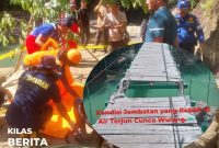 Kedua Jenazah saat di evakuasi oleh Tim SAR dan Kepolisian di Air Terjun Cunca Wulang.