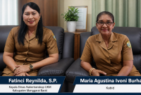 Kepala Disnakertranskop dan UKM Manggarai Barat, Fatinci Reynilda (kiri) dan Kepala Bidang Maria Agustina Ivoni Burhan, (kanan).