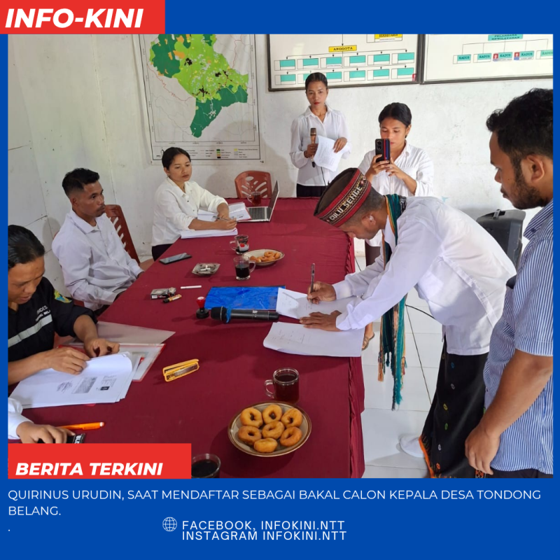 Quirinus Urudin, saat mendaftar di Kantor Desa Tondong Belang.