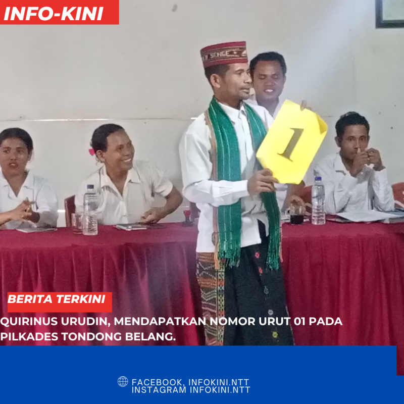 Quirinus Urudin saat Pengundian nomor urut di Kantor Desa Tondong Belang.