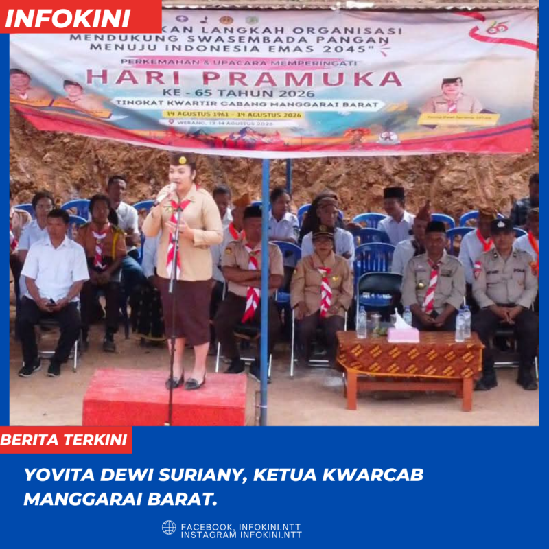 Yovita Dewi Suriany, saat membuka secara resmi kegiatan perkemahan tingkat cabang di Kecamatan Sano Nggoang.