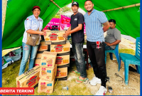 DPC PSI Kecamatan Mbeliling salurkan bantuan bagi korban gempa di Desa Cunca Wulang.