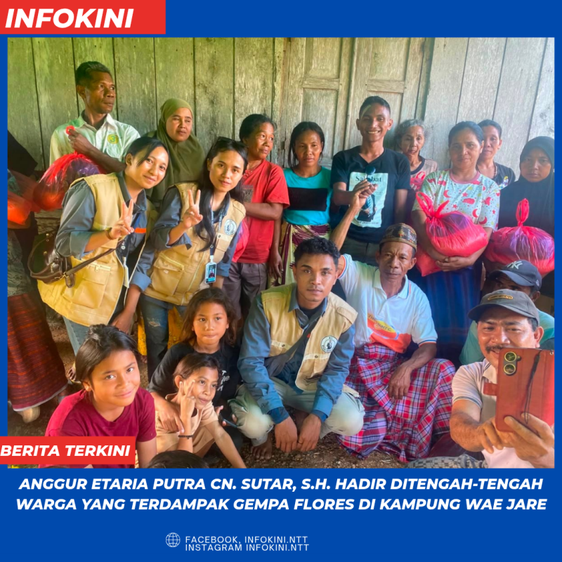 Anggur Etaria Putra CN. Sutar, Bagikan Paket Sembako Bagi Warga Yang Terdampak Gempa Flores di Kampung Wae Jare.