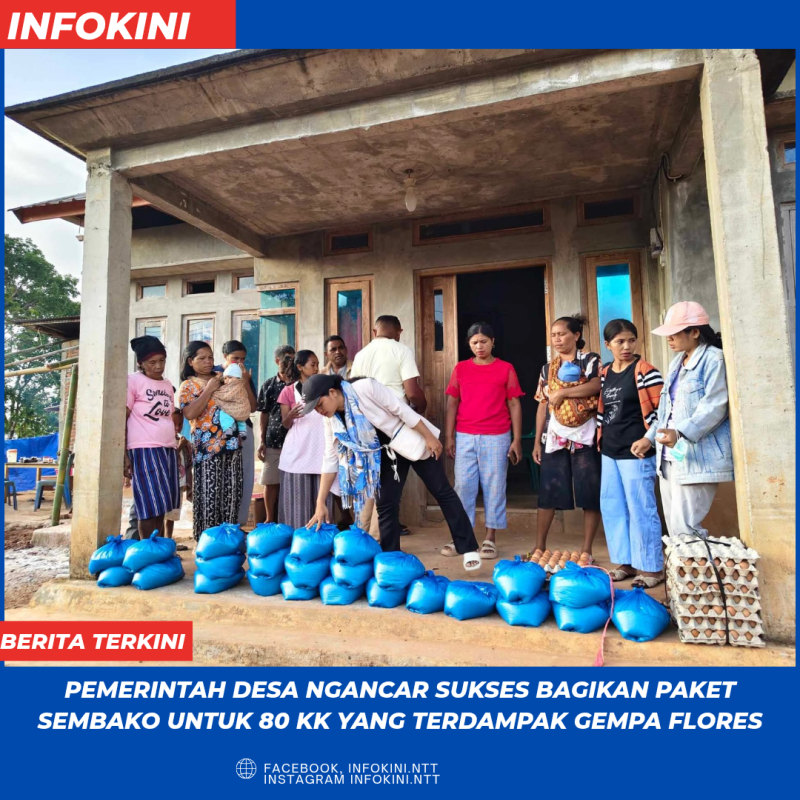 Kondisi saat Pembagian Paket Sembako oleh Pemerintah Desa Ngancar, pada Sabtu (22/8/2026).