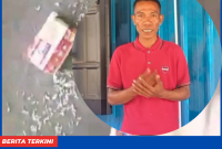 Pelaku yang viral di Vidio menginjak Paket Sembako di Kecamatan Elar, Manggarai Timur pada, Senin (7/9/2026) siang.