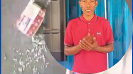 Pelaku yang viral di Vidio menginjak Paket Sembako di Kecamatan Elar, Manggarai Timur pada, Senin (7/9/2026) siang.