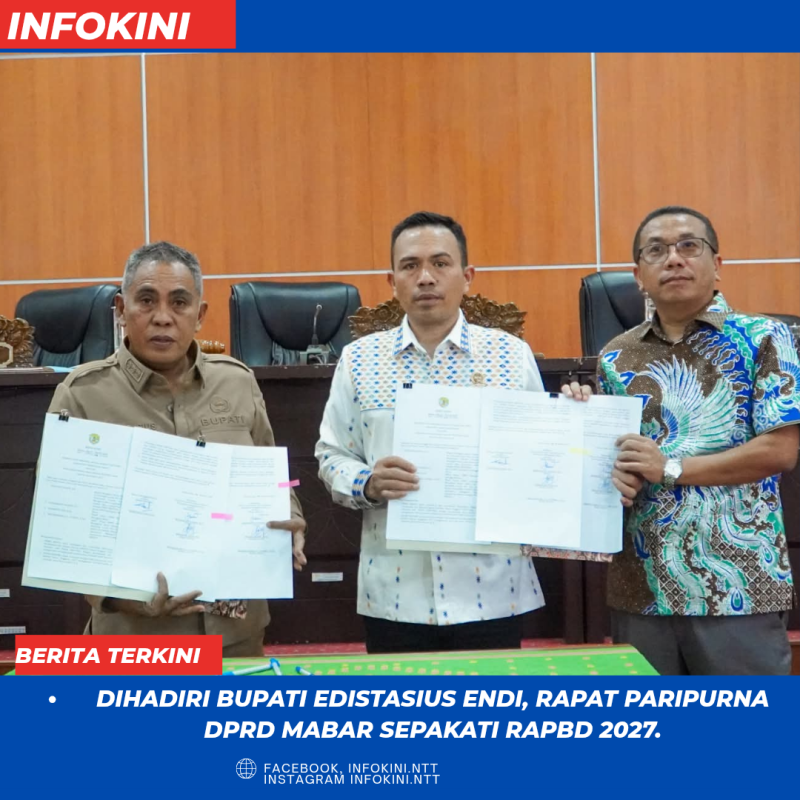 Bupati Edistasius Endi Hadir Saat Rapat Paripurna DPRD Manggarai Barat dan Sahkan RAPBD 2027.